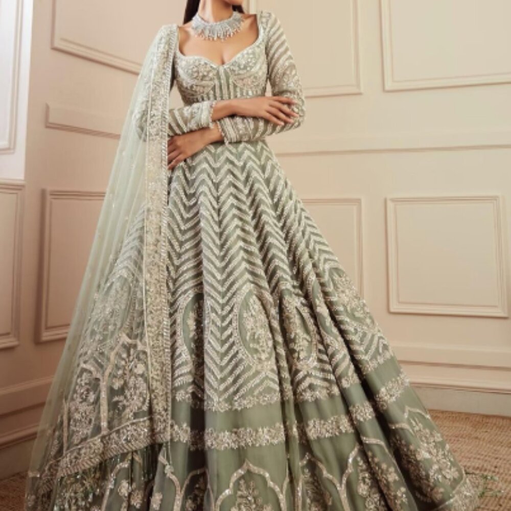 Light Green Embroidered Lehenga Choli Set